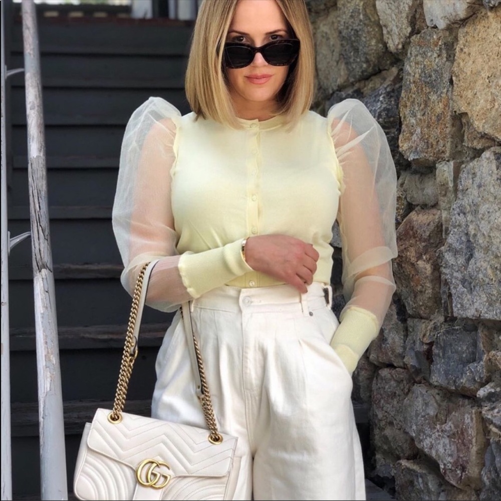 ZARA- yellow organdy flowing sleeve jacket - Picture 2 of 8